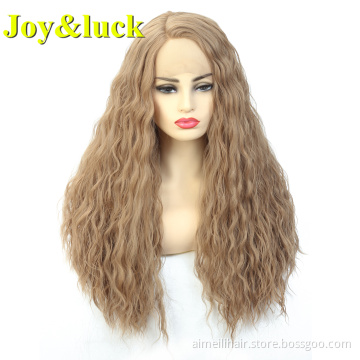 Lace Front Wholesale Prices Wigs For Women Daily Side Part Long Water Wave Blonde Color Soft Natural Curly Synthetic Lace Wigs